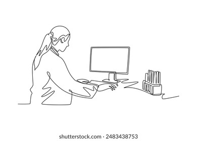 Scientist concept. Single line draw design vector graphic illustration.
