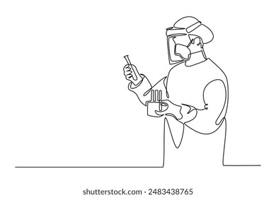 Scientist concept. Single line draw design vector graphic illustration.
