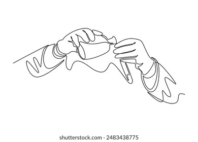 Scientist concept. Single line draw design vector graphic illustration.