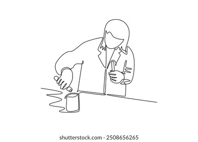 Scientist concept. Single line draw design vector graphic illustration.