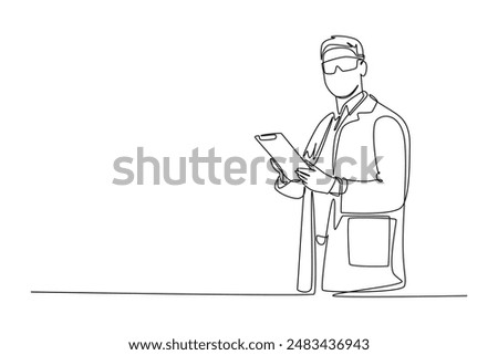 Scientist concept. Single line draw design vector graphic illustration.