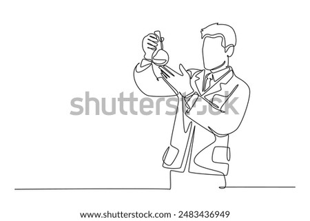 Scientist concept. Single line draw design vector graphic illustration.
