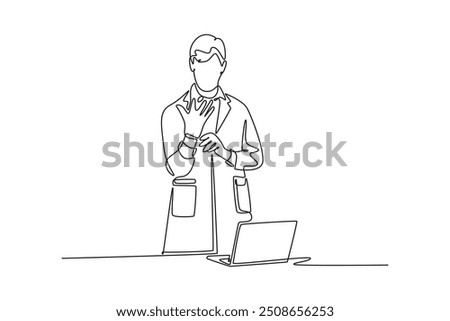 Scientist concept. Single line draw design vector graphic illustration.