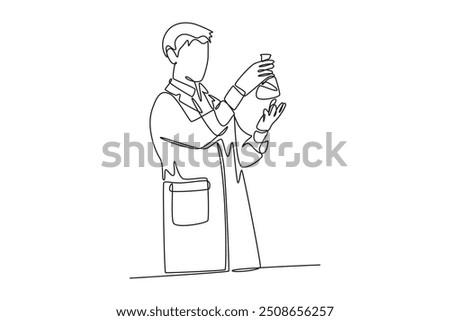 Scientist concept. Single line draw design vector graphic illustration.