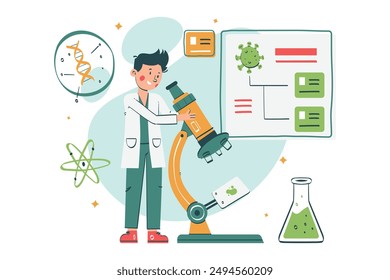 Scientist Conducting Biotechnology Research Vector Illustration