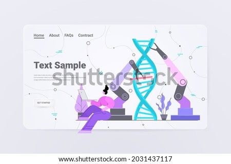 scientist controlling robotic hands working with DNA researcher making experiment in lab DNA testing genetic diagnosis