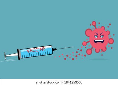Scientist create vaccine for coronavirus Covid-19. Vector illustration concept of virus vaccination, vaccine, and cure for disease. New official name for Coronavirus disease named COVID-19