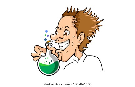 Scientist Creating a Potion or Medical Serum Mascot Cartoon Vector