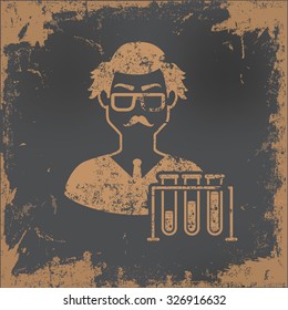 Scientist design on old paper background,vector