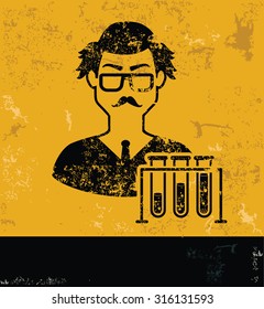 Scientist design, yellow grunge vector