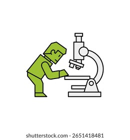 Um cientista está usando um microscópio para examinar uma amostra em um ambiente de laboratório. Essa visualização enfatiza a importância da pesquisa na ciência.