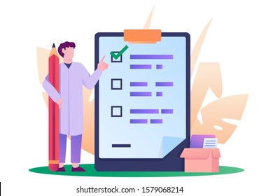 scientist doctor and document task illustration