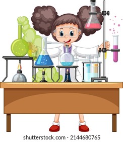 Scientist doing experiment in the lab illustration