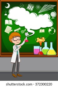 Scientist doing experiment in the lab illustration
