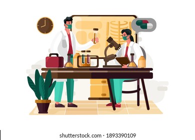 Scientist doing research Vector Illustration concept. Flat illustration isolated on white background.