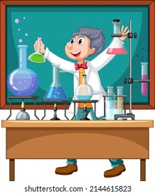 Scientist Doing Science Experiment Chemicals Illustration Stock Vector ...