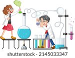Scientist doing science experiment in the lab illustration
