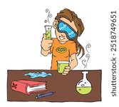 Scientist doing science experiment in the lab illustration