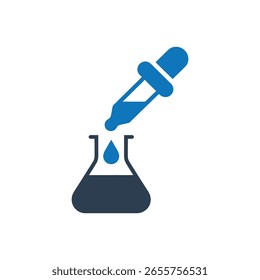 Científico que cae el icono líquido aislado en el fondo blanco