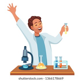 scientist enjoys the opening, a good experiment, analysis