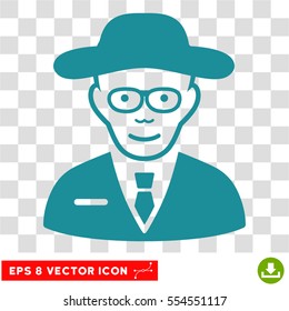 Scientist EPS vector pictogram. Illustration style is flat iconic soft blue symbol on chess transparent background.