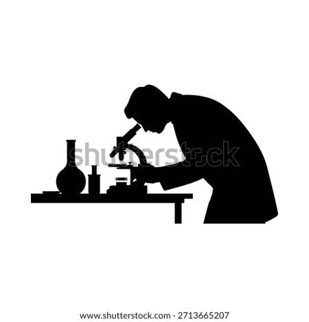Scientist examining specimen under microscope in laboratory setting