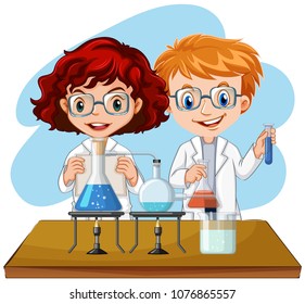 Boy Girl Do Science Experiment Together Stock Vector (Royalty Free ...