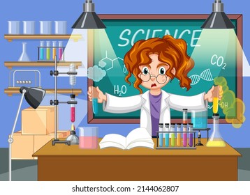 A scientist experiment in the lab illustration