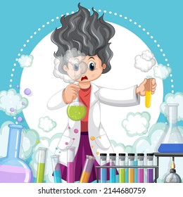 A scientist experiment in the lab on template illustration