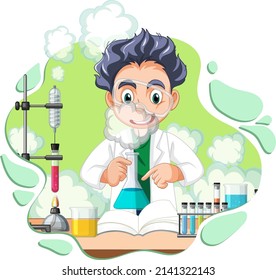 A scientist experiment in the lab on white background illustration