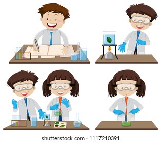 Scientist Experiment Leaf Color Chromatography illustration