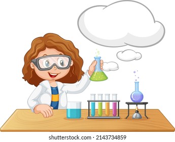 A scientist experiment with speech bubble  illustration
