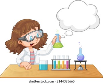 A scientist experiment with speech bubble  illustration