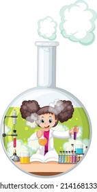 A scientist experiment in the test tube illustration