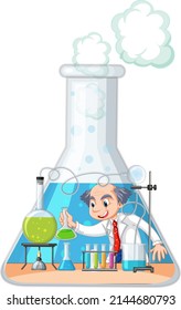 A scientist experiment in the test tube illustration