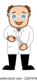 Scientist Experiment - Vector Character Cartoon Illustration
