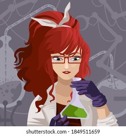 scientist female woman with a test tube