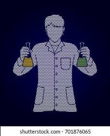 Scientist with flask chemical designed using geometric pattern graphic vector