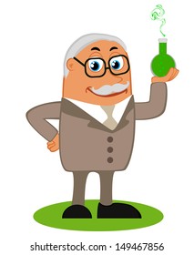Scientist with the flask in his hand 