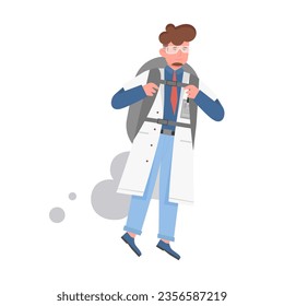 Scientist flight experiment. Science researcher, laboratory testing vector illustration