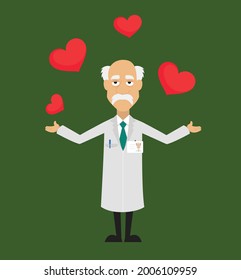 Science Floating Hearts Flaches Vektorgrafik Illustration