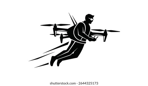 A scientist flying with a personal drone suit.jpg	Adventurous Scientist Flying Personal Drone Suit Future Mobility	An adventurous scientist soars through the air with a personal drone suit, showcasing