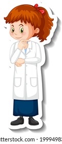 Scientist girl cartoon character in standing pose illustration