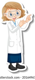 Scientist girl cartoon character in standing pose illustration