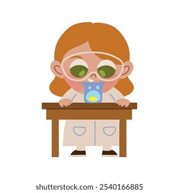 cientista menina fazendo experimento de química isolado