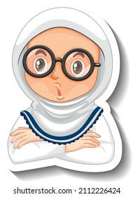 Scientist girl sticker on white background illustration