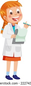 Scientist girl wearing lab coat illustration