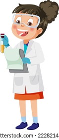 Scientist girl wearing lab coat illustration