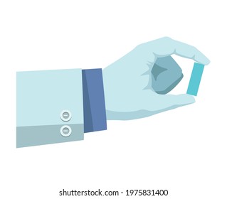 scientist hand with chalk character