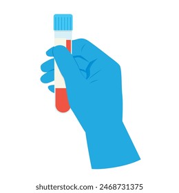 scientist hand holding blood sample; laboratory, medical research concept  - vector illustration